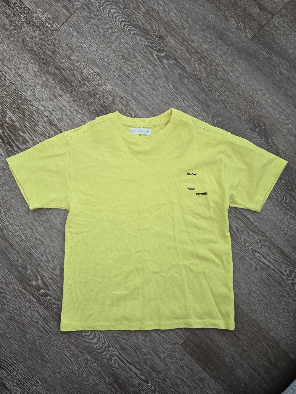 Zara Lemon Yellow Crew Neck Tee